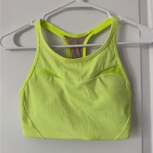 lululemon ribbed mesh high neck bra in highlight yellow size 2